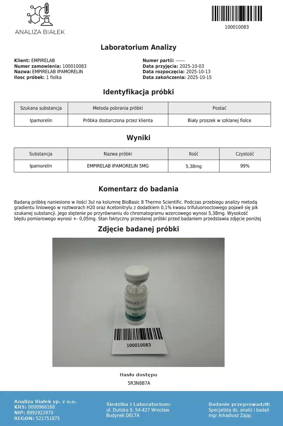 IPAMORELIN 5mg + 3ml BAC - obrazek 3