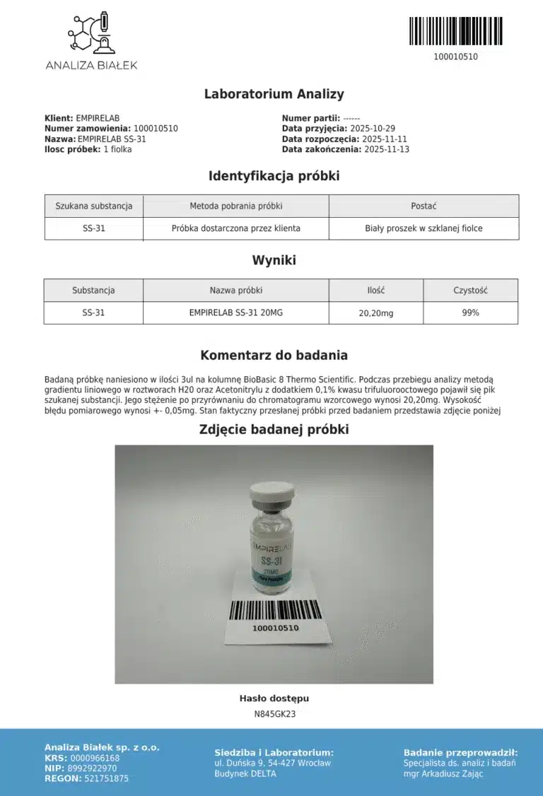 MOTS-C 10mg x1+ SS-31 20mg x1- zestaw (woda bakteriostatyczna w zestawie) - obrazek 5