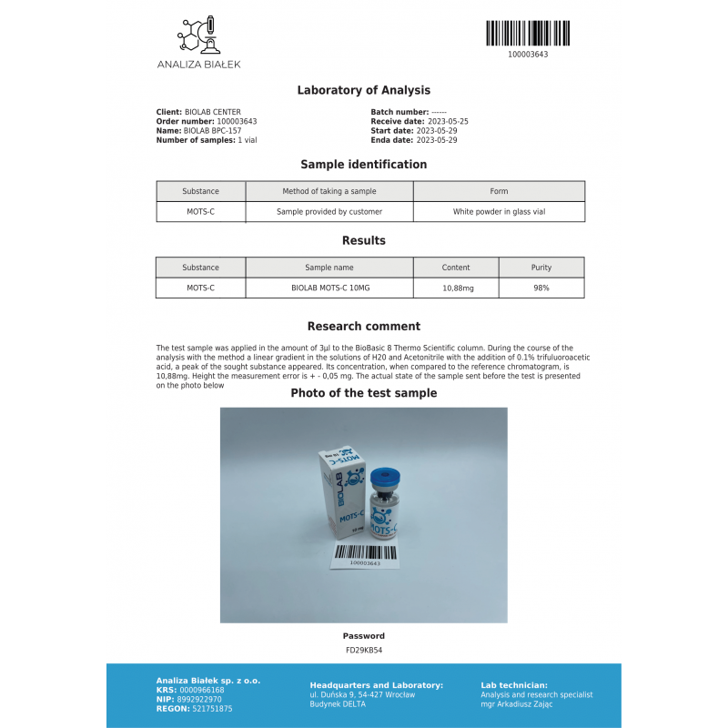 MOTS-C 10mg - obrazek 3