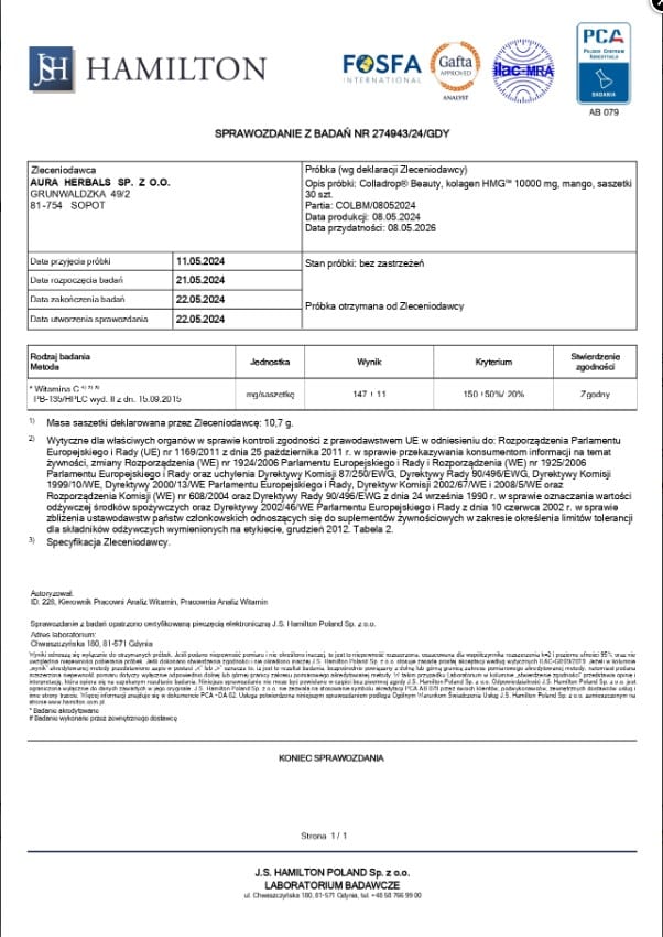 Colladrop Beauty, kolagen HMG 10000 mg, ananas, saszetki 30 szt. - obrazek 5
