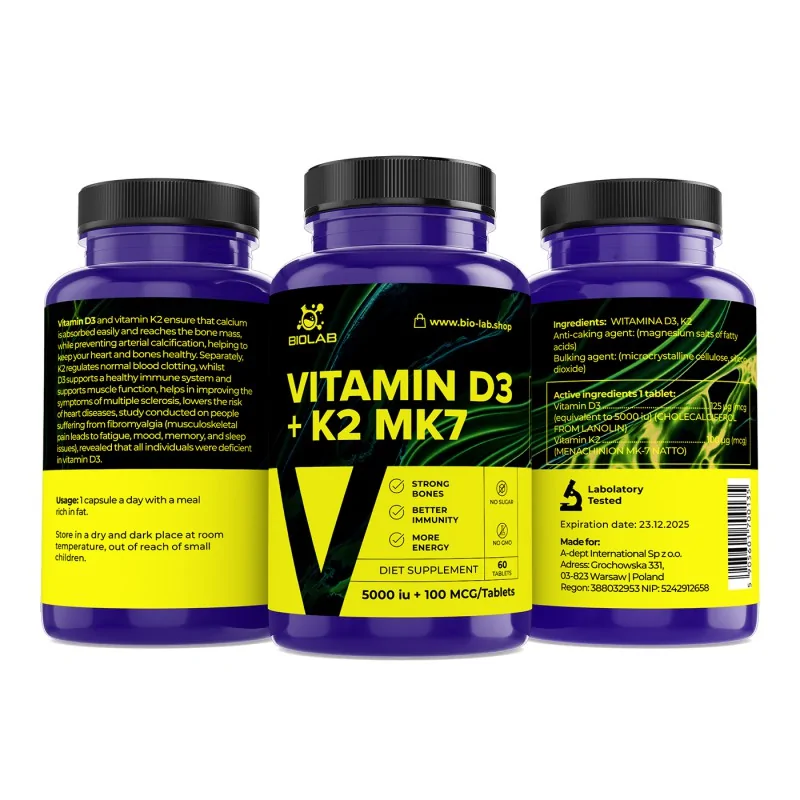 WITAMINA D3 5000iu + K2 MK7 100mcg / 60 KAPS